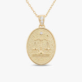 Libra Zodiac Diamond Solid Gold Necklace