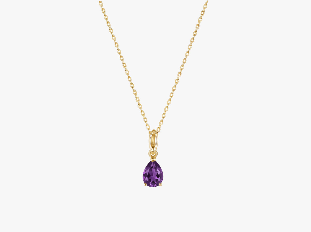 Gold Pear Gemstone Necklace