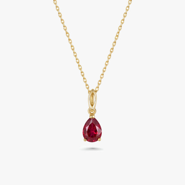 Gold Pear Gemstone Necklace