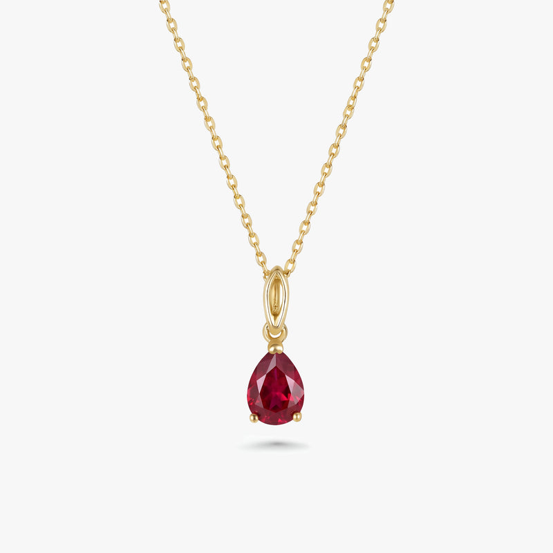 Gold Pear Gemstone Necklace