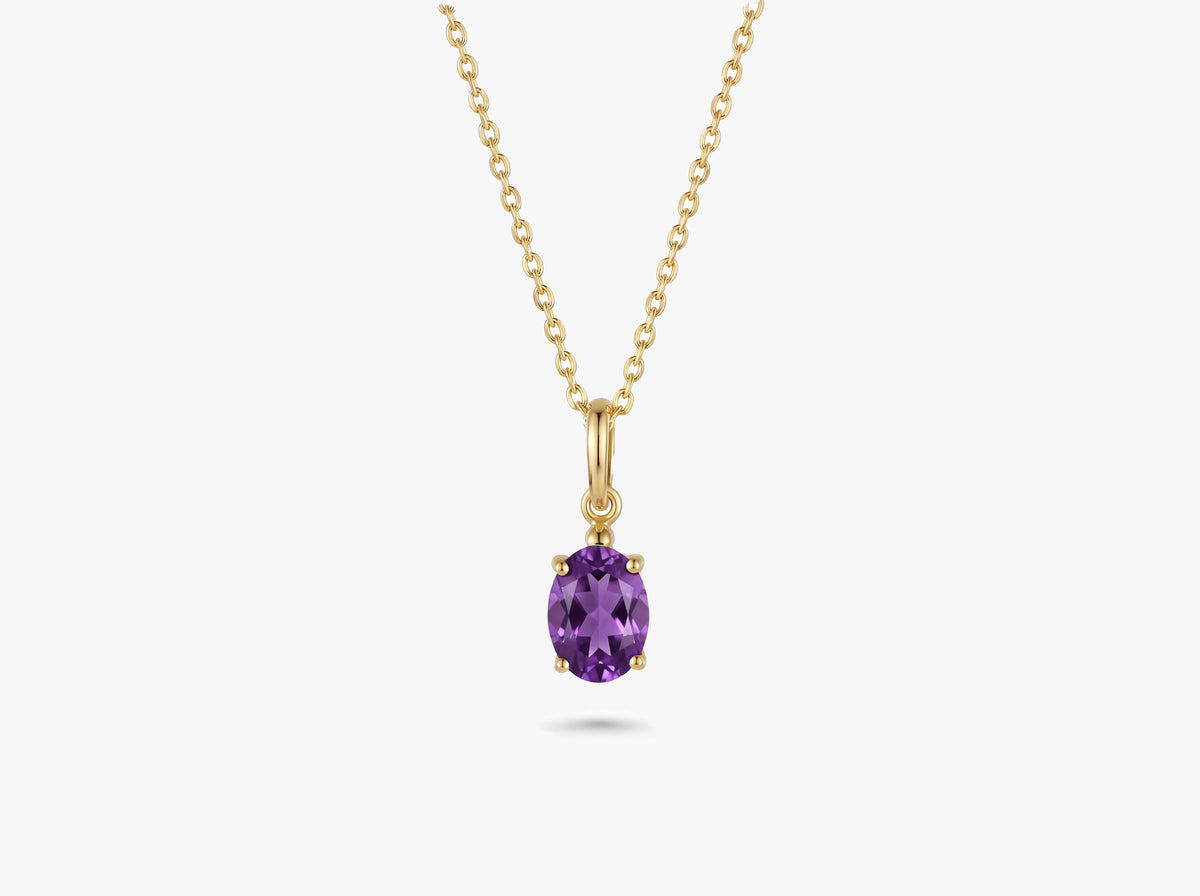 Gold Oval Gemstone Necklace