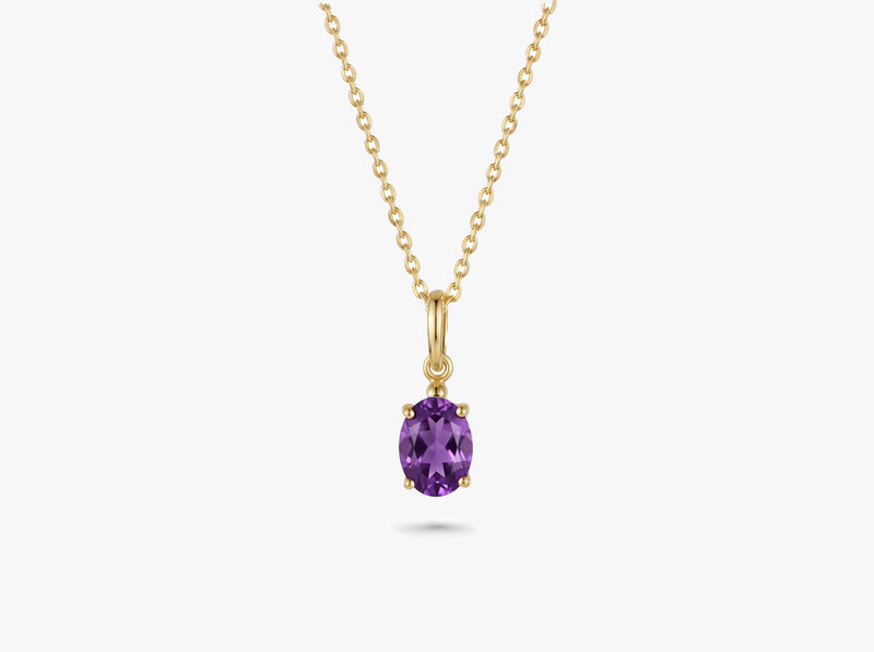 Gold Oval Gemstone Necklace