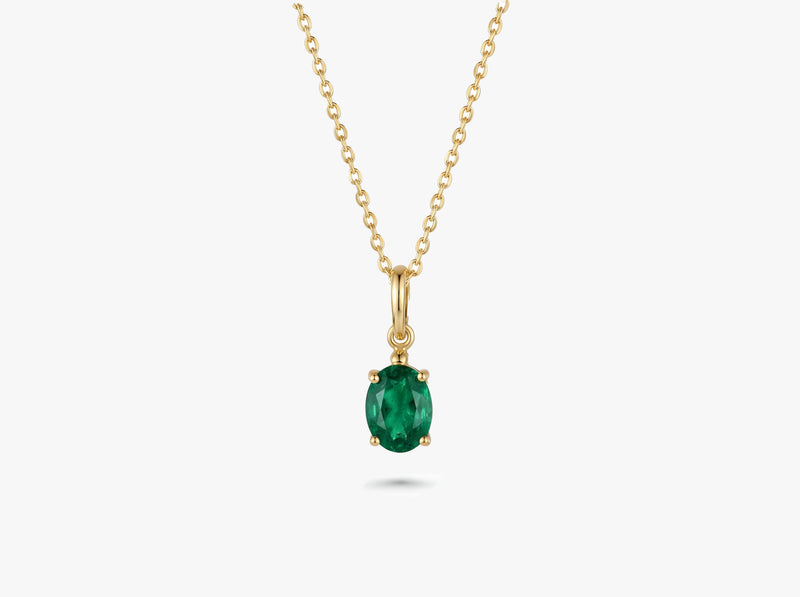 Gold Oval Gemstone Necklace
