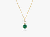 Gold Round Gemstone Necklace with White Sapphire Accent