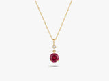Gold Round Gemstone Necklace with White Sapphire Accent