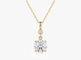 Gold Round Gemstone Necklace with White Sapphire Accent