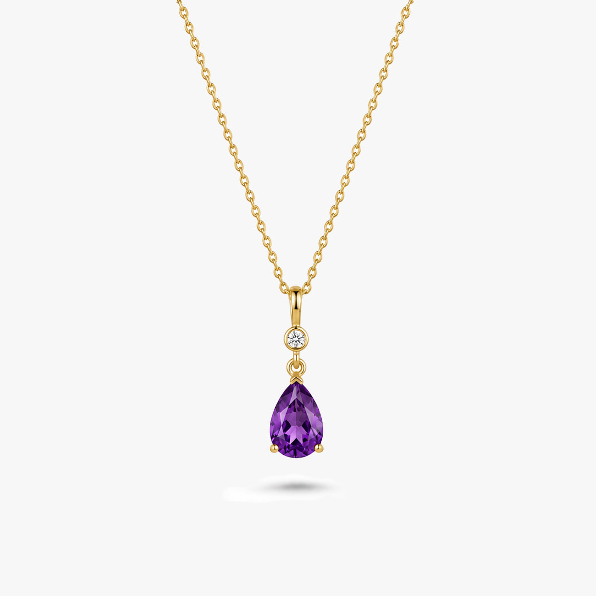 Pear Gemstone Pendant Necklace with White Sapphire Accent in Gold