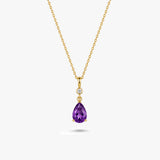 Pear Gemstone Pendant Necklace with White Sapphire Accent in Gold