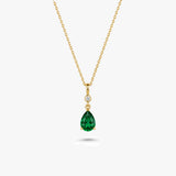 Pear Gemstone Pendant Necklace with White Sapphire Accent in Gold