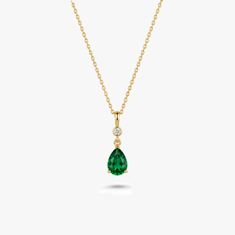 Pear Gemstone Pendant Necklace with White Sapphire Accent in Gold
