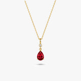 Pear Gemstone Pendant Necklace with White Sapphire Accent in Gold