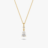 Pear Gemstone Pendant Necklace with White Sapphire Accent in Gold