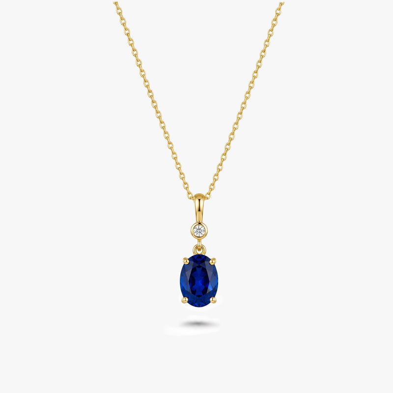 Gold Oval Gemstone Necklace