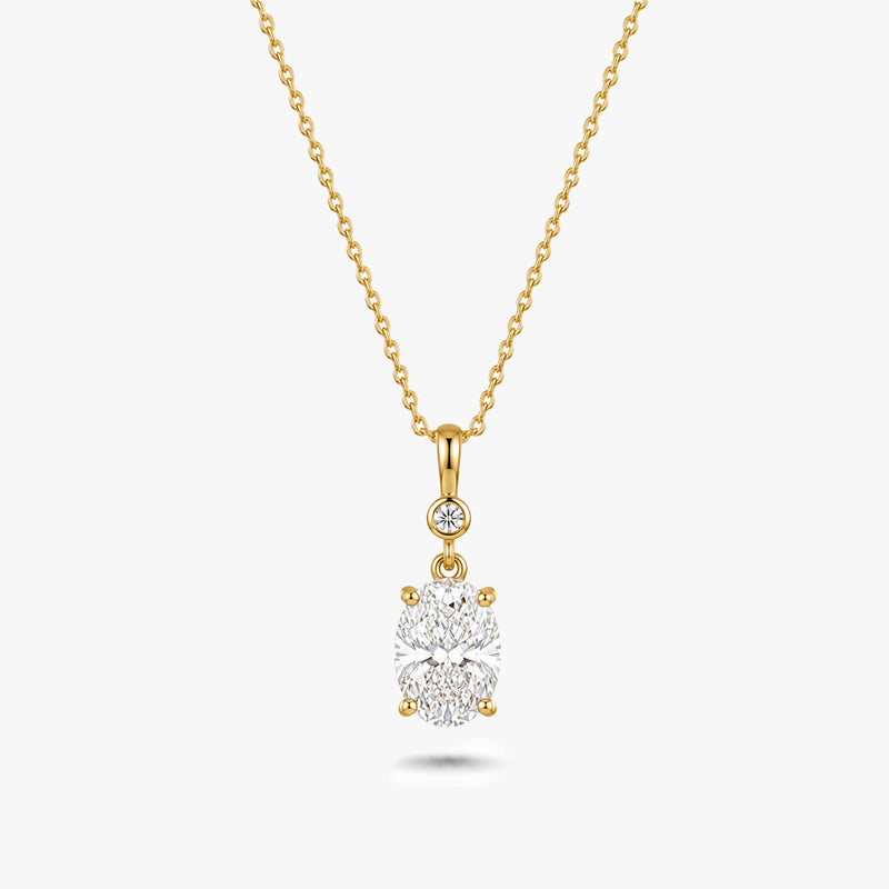 Gold Oval Gemstone Necklace