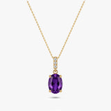 Oval Gemstone Pendant Necklace with White Sapphire Accents in Gold