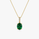 Oval Gemstone Pendant Necklace with White Sapphire Accents in Gold