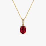 Oval Gemstone Pendant Necklace with White Sapphire Accents in Gold