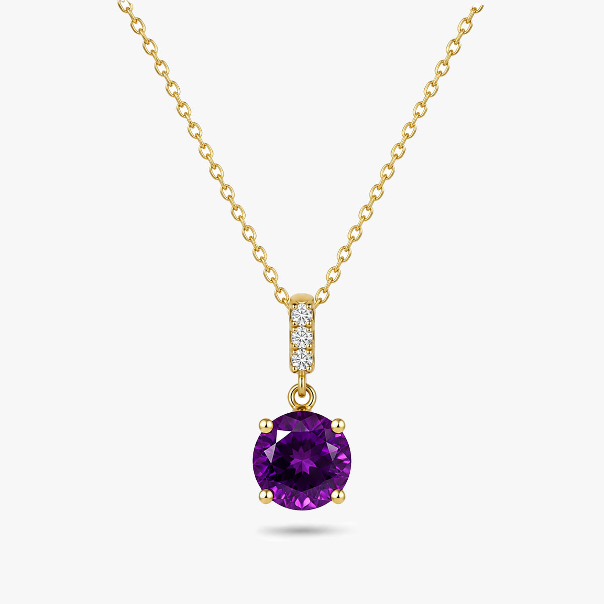 Round Gemstone Pendant Necklace with White Sapphire Accents
