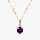 Round Gemstone Pendant Necklace with White Sapphire Accents