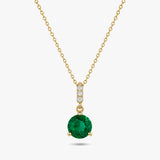 Round Gemstone Pendant Necklace with White Sapphire Accents