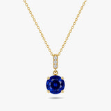 Round Gemstone Pendant Necklace with White Sapphire Accents