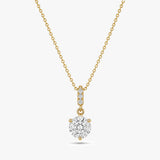 Round Gemstone Pendant Necklace with White Sapphire Accents