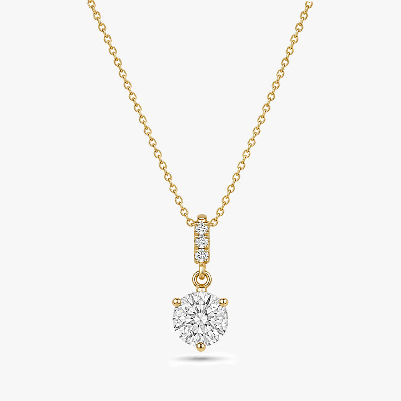 Round Gemstone Pendant Necklace with White Sapphire Accents