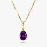 Oval Gemstone Drop Necklace with Beaded Detail