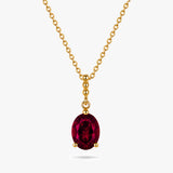 Oval Gemstone Drop Necklace with Beaded Detail