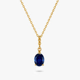 Oval Gemstone Drop Necklace with Beaded Detail