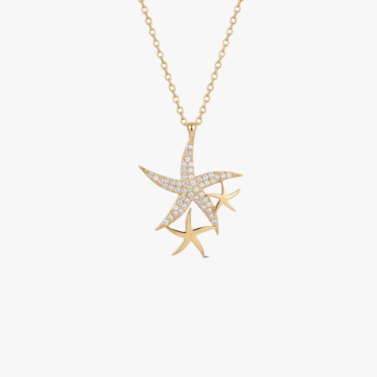Solid Gold Starfish Necklace