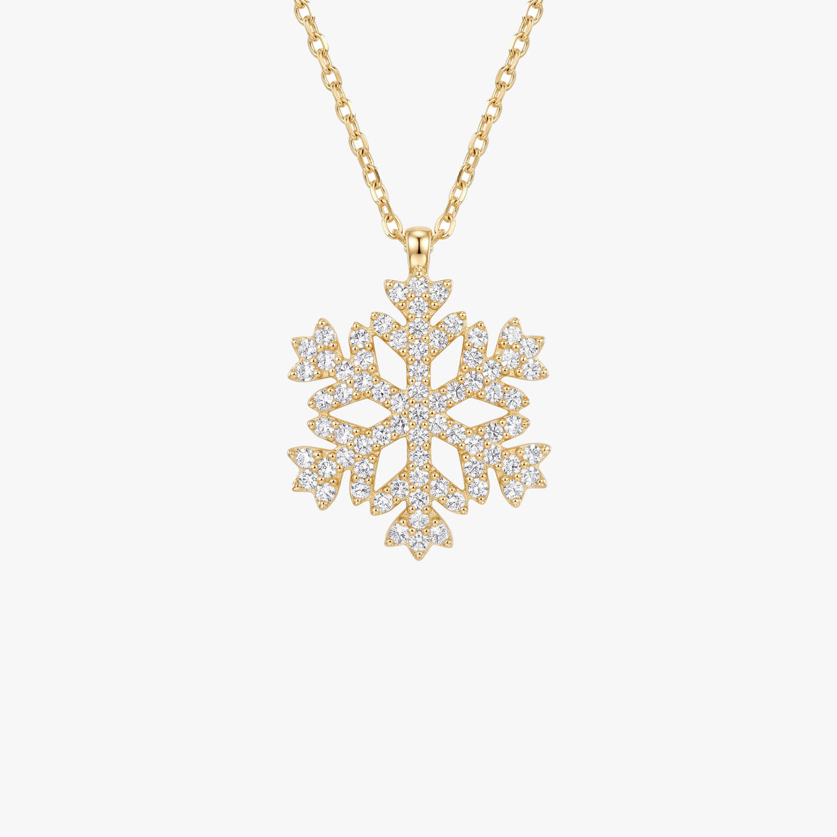 Solid Gold Snowflake Necklace