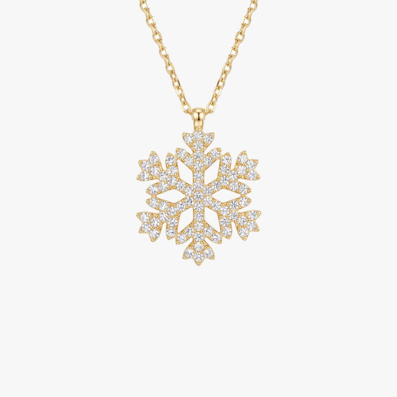 Solid Gold Snowflake Necklace