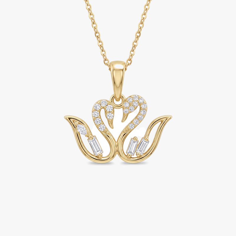 Solid Gold Swan Necklace