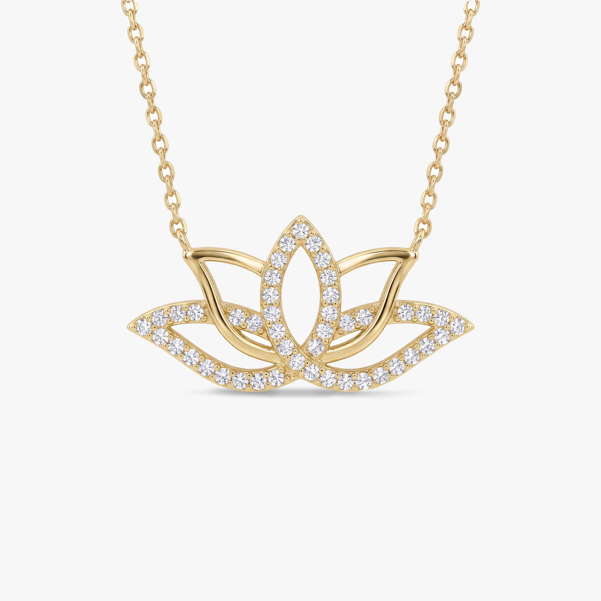Solid Gold Lotus Flower Necklace