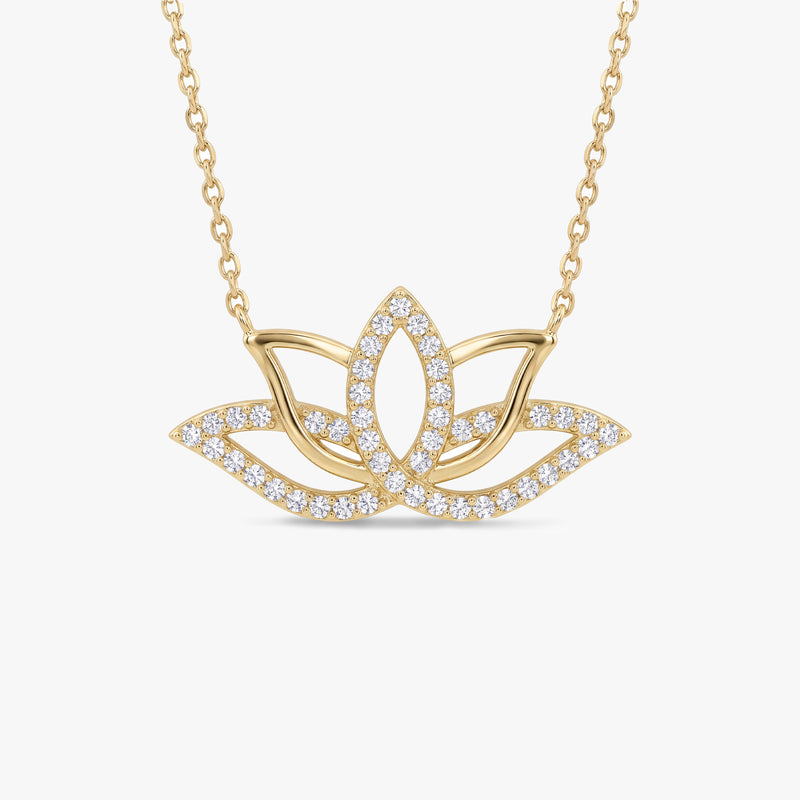 Solid Gold Lotus Flower Necklace