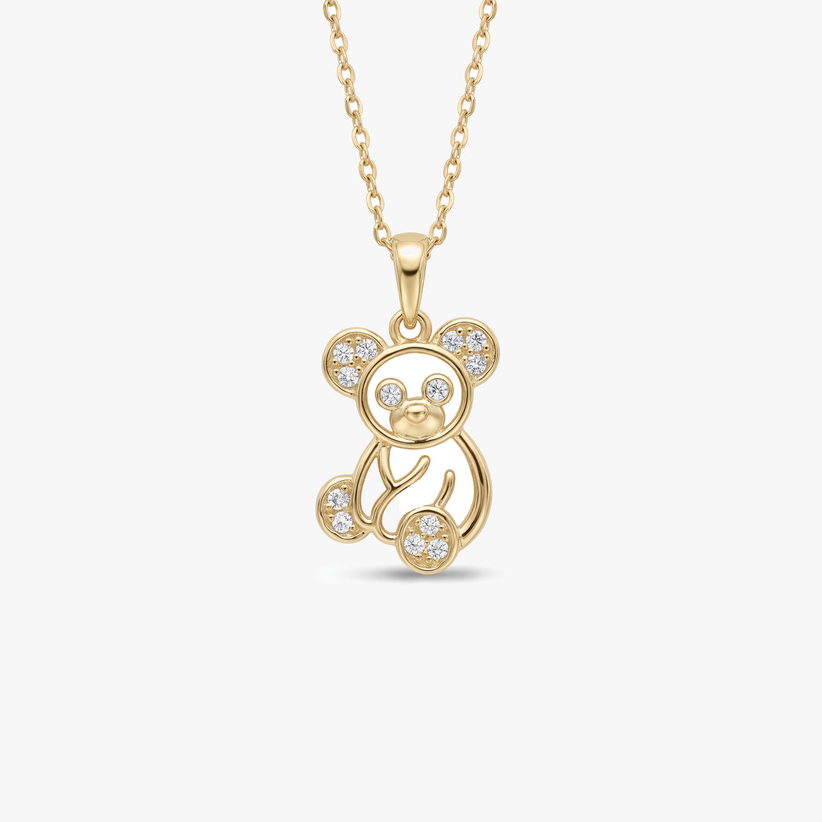 Solid Gold Teddy Bear Necklace