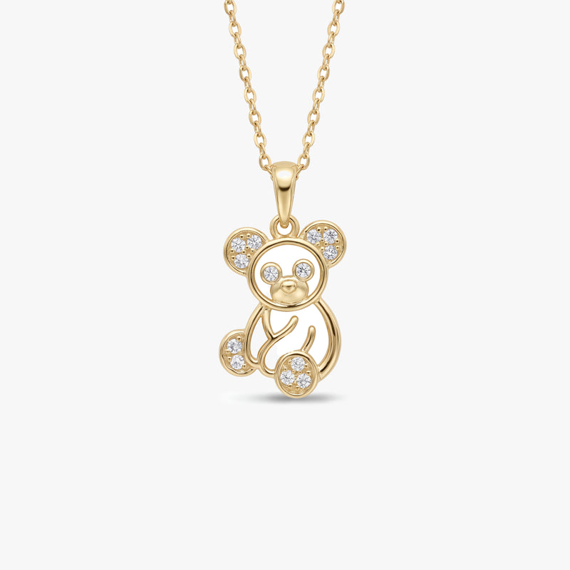 Solid Gold Teddy Bear Necklace