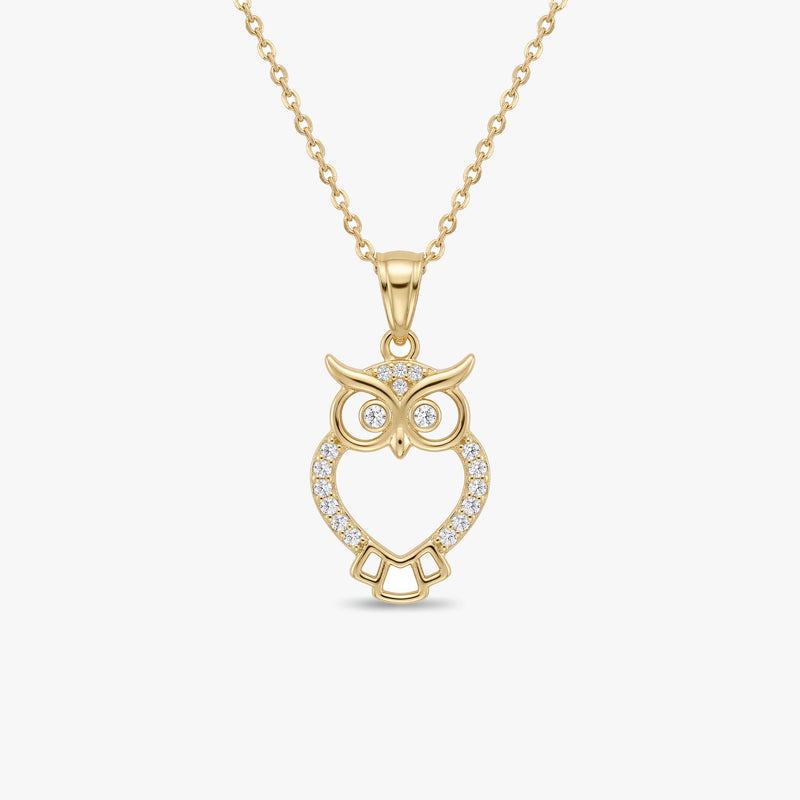 Solid Gold Owl Necklace