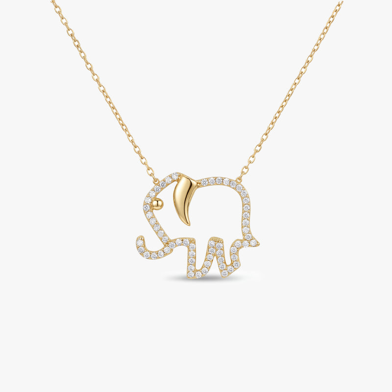 Solid Gold Elephant Necklace