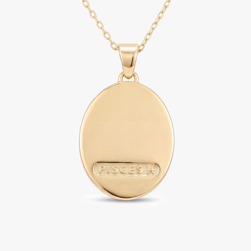 Pisces Zodiac Diamond Solid Gold Necklace