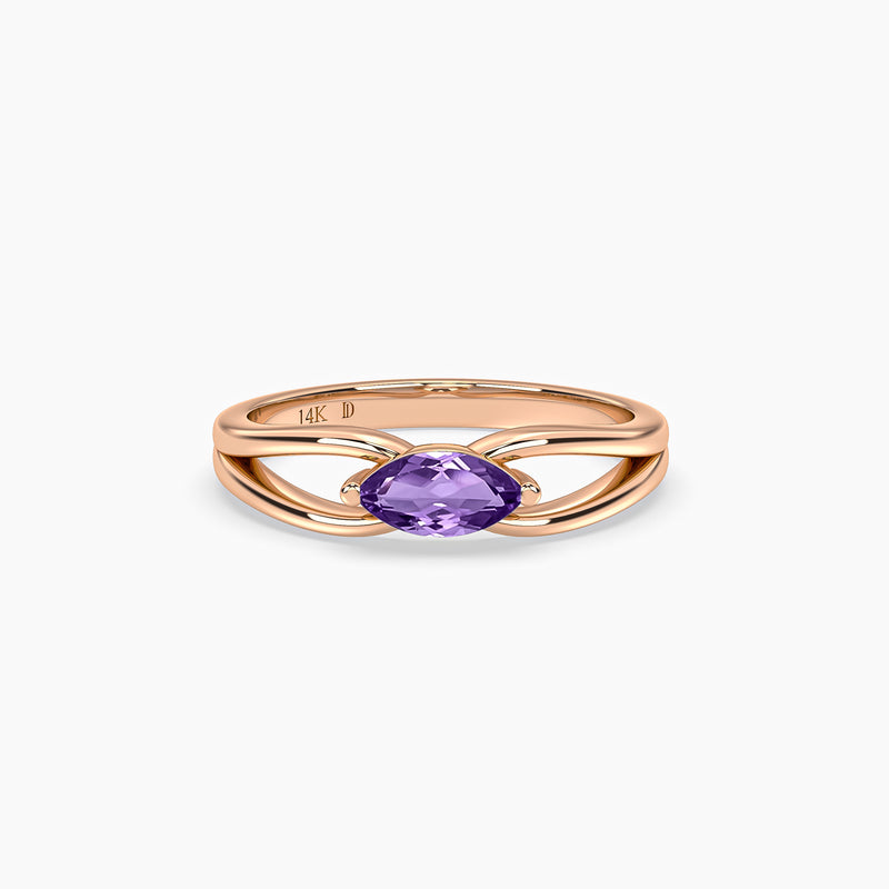 Gold Marquise Amethyst Ring