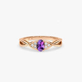 Oval Amethyst Ring with Diamonds in Gold