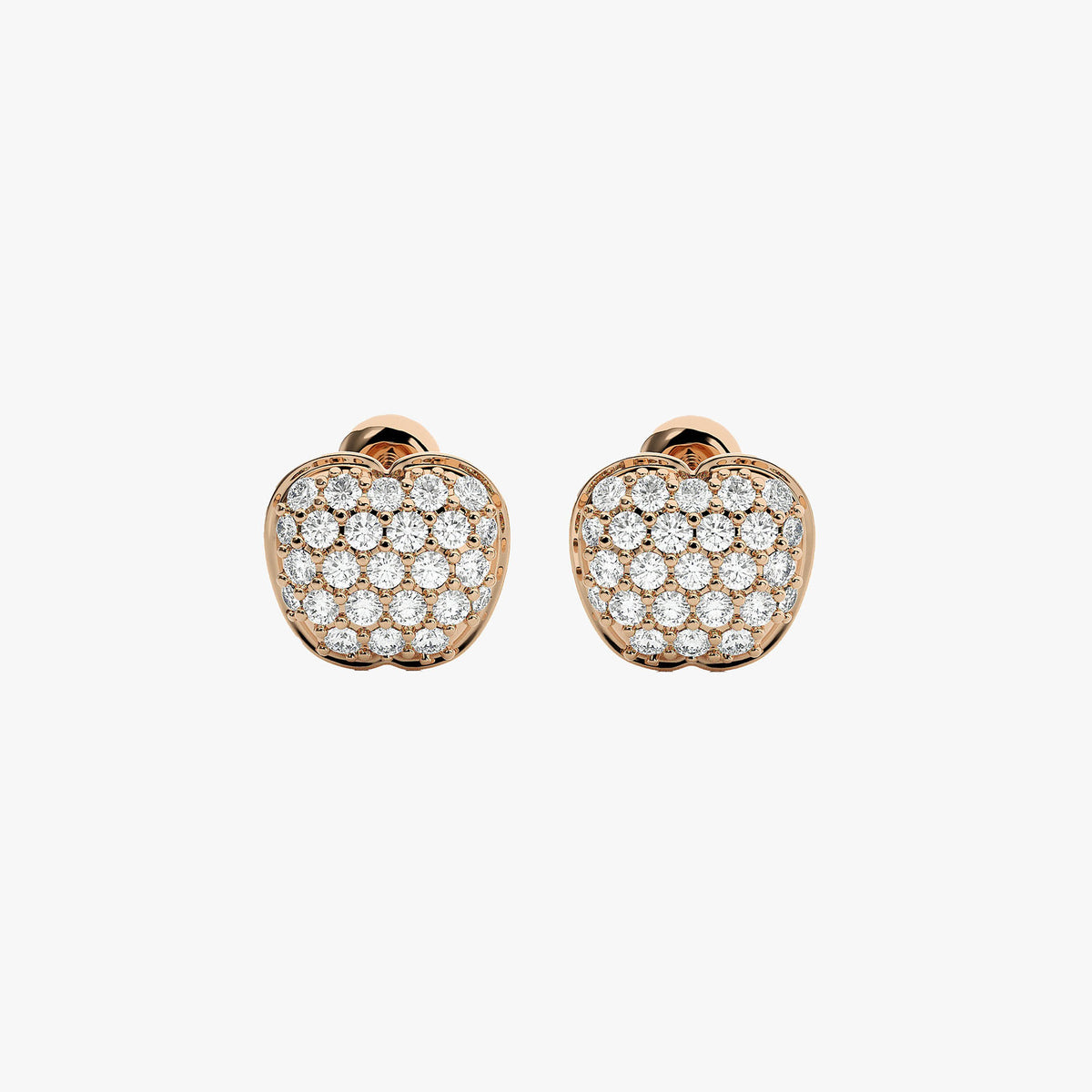 Gold Apple Diamond Stud Earrings