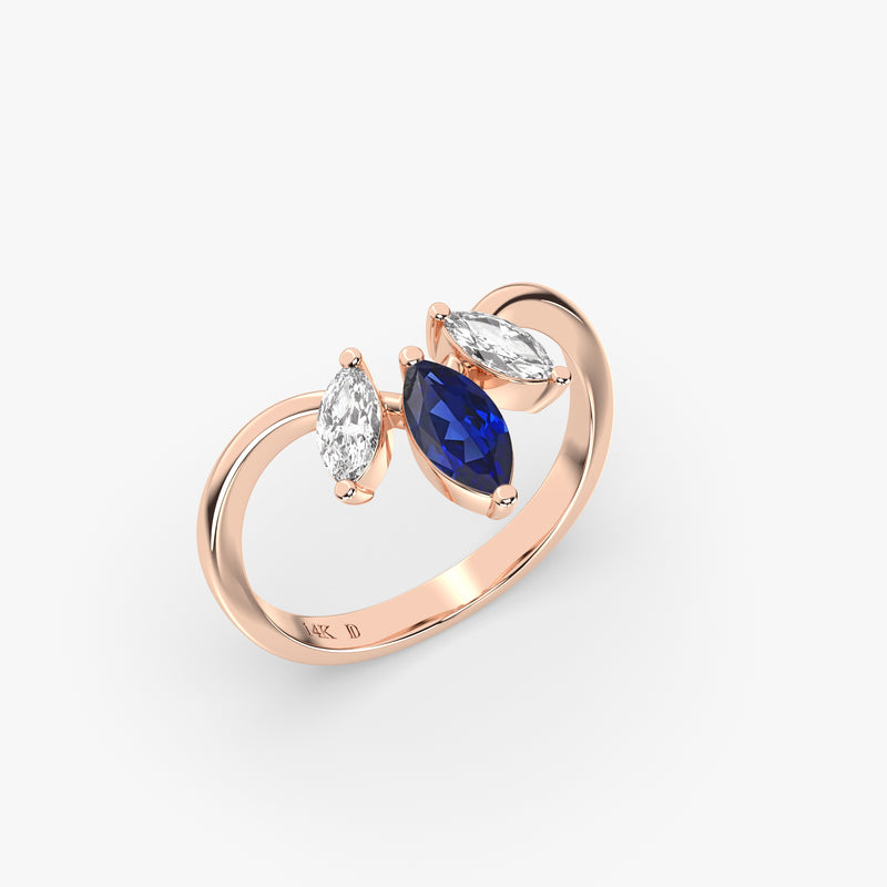 Chevron Sapphire Ring in Gold