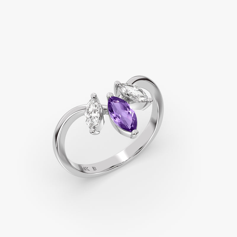 Chevron Amethyst Ring in Gold