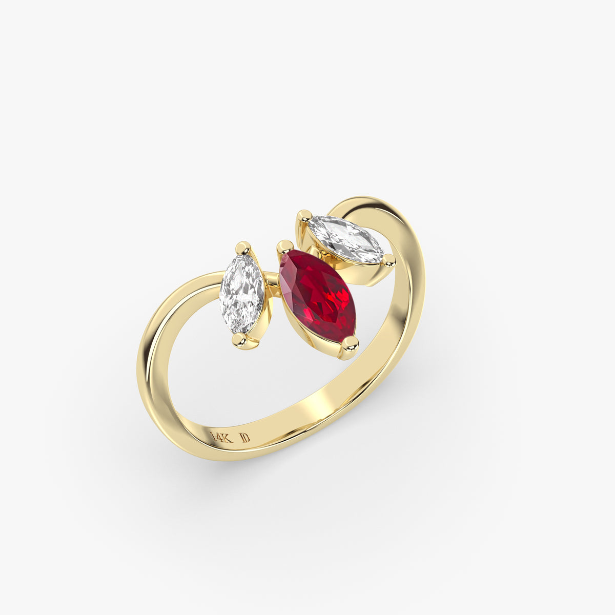Chevron Ruby Ring in Gold