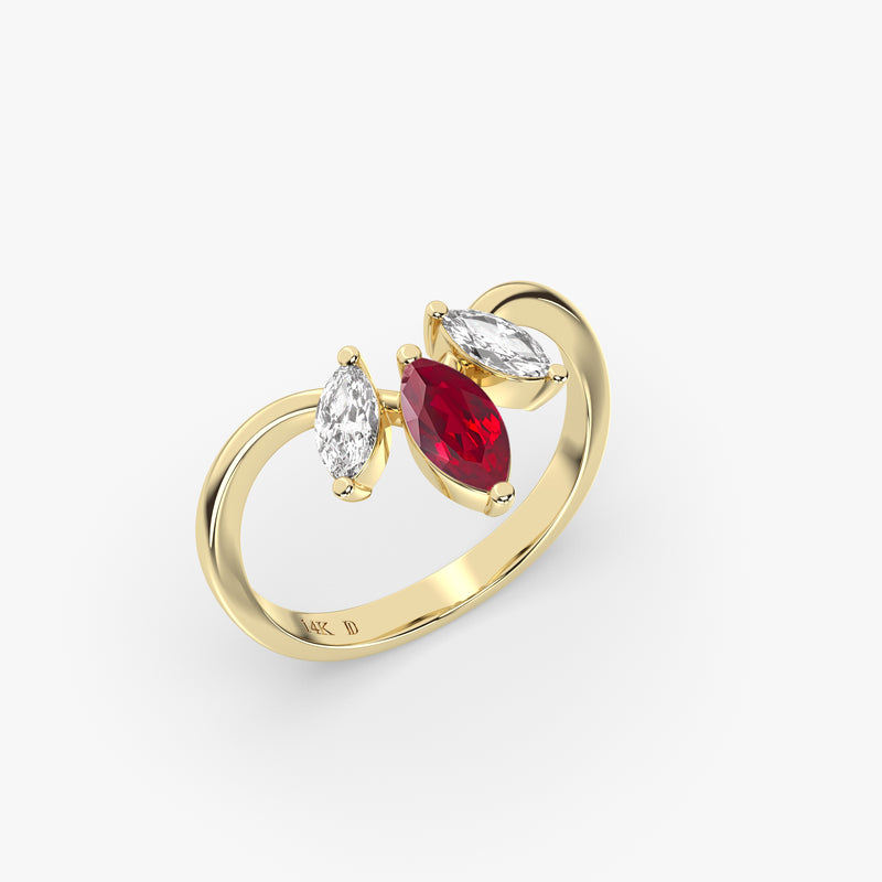 Chevron Ruby Ring in Gold