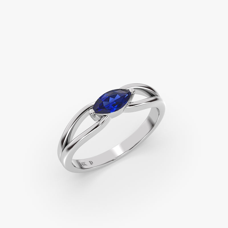 Marquise Shape Sapphire Ring in Gold