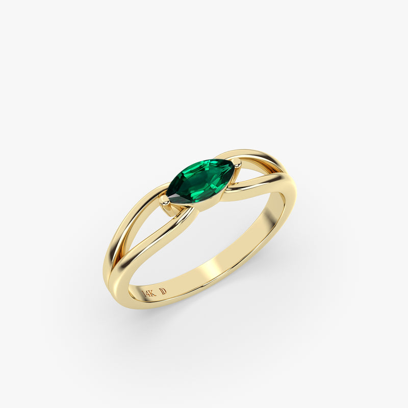 Marquise Shape Emerald Ring in Gold